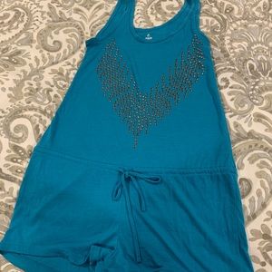 Blue studded romper